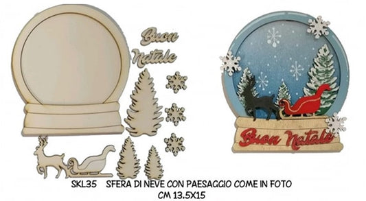 SKL35 "Kit sfera di neve Renna e Slitta" Sagomiamo